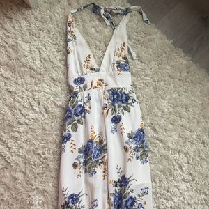Long floral back less dress